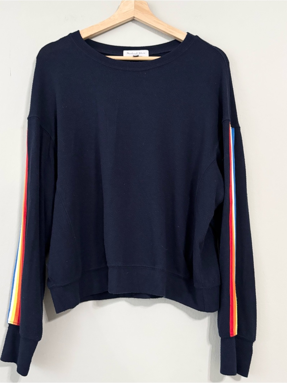 Michael Stars Navy Blue Rainbow Striped Sweater